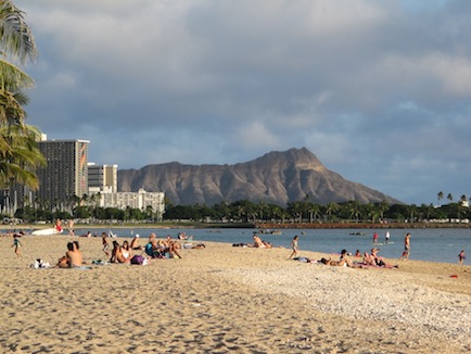 Diamond Head with Waikiki beach on left