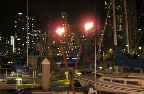 Marina at Night with Christmas lights