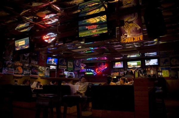 Bright lights inside Rob’s Good Times Grill in Lihue, Kauai