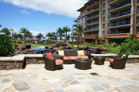 One of the lanai areas at Honua Kai Resort