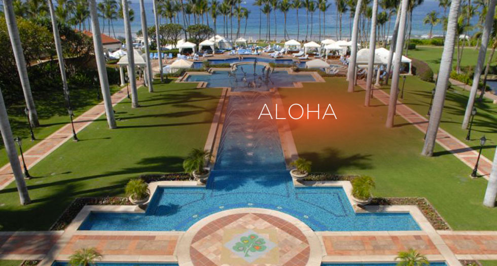 Looking out over one of the pools at the Grand Wailea Resort