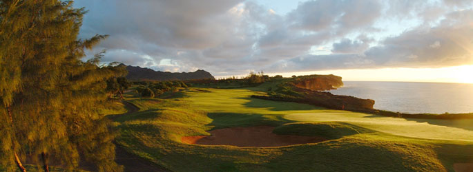 Poipu golf course at sunset