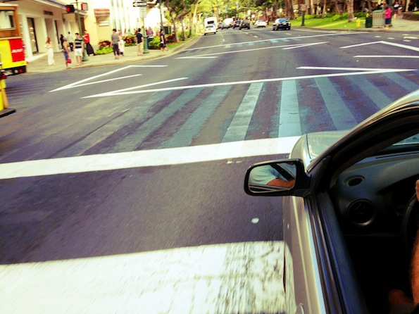 Unique traffic markings in Waikiki