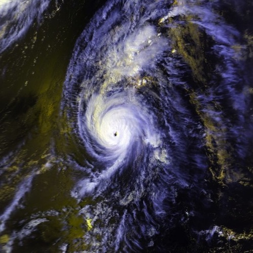 Sattelite image of hurricane Iniki