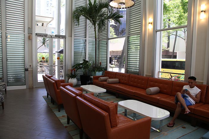 The lobby at the Waikiki Shoreline