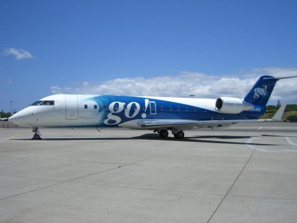 A small regional jet with the Go! airlines livery