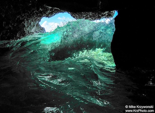 Waves moving inside a small lava tube