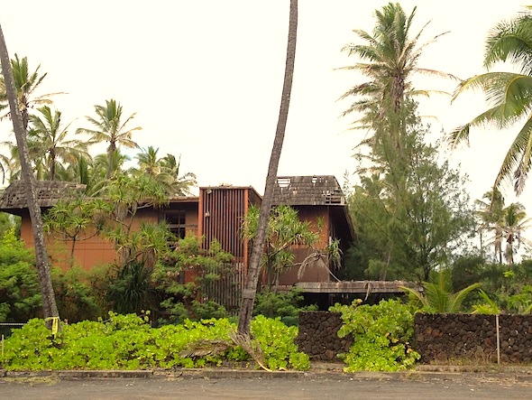 The damaged Coco Palms building