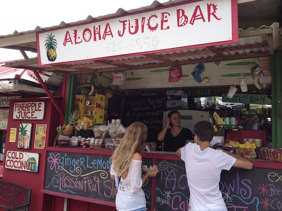 Customers ordering from the Aloha Juice Bar