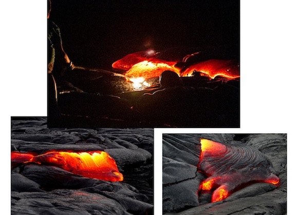 Molten lava at night on the Big Island