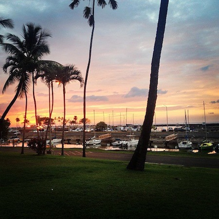 Haleiwa Harbor during sunset, the view from Haleiwa Joe's first location