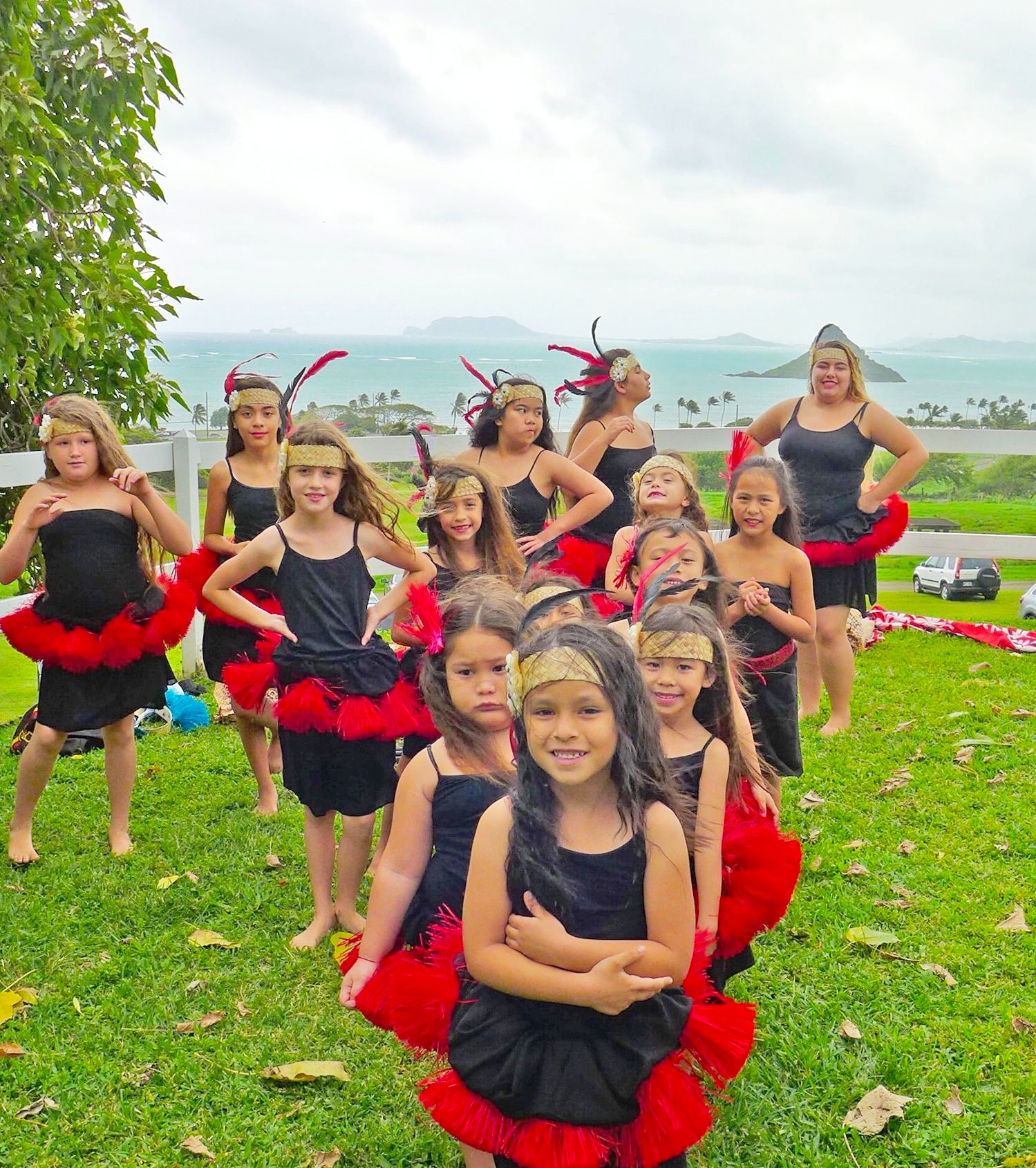 A group of girls in dancing costumes