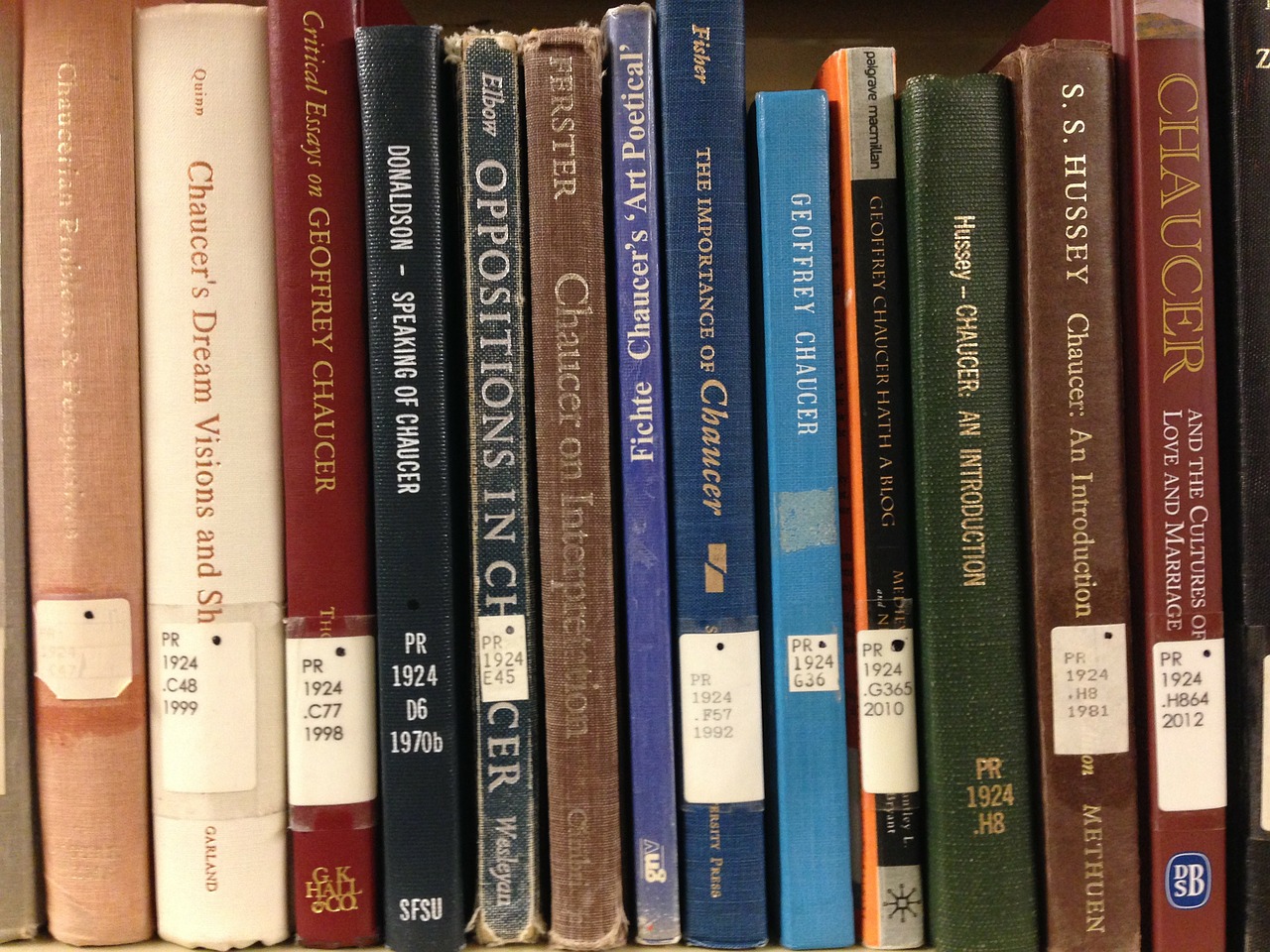 Library books on a shelf