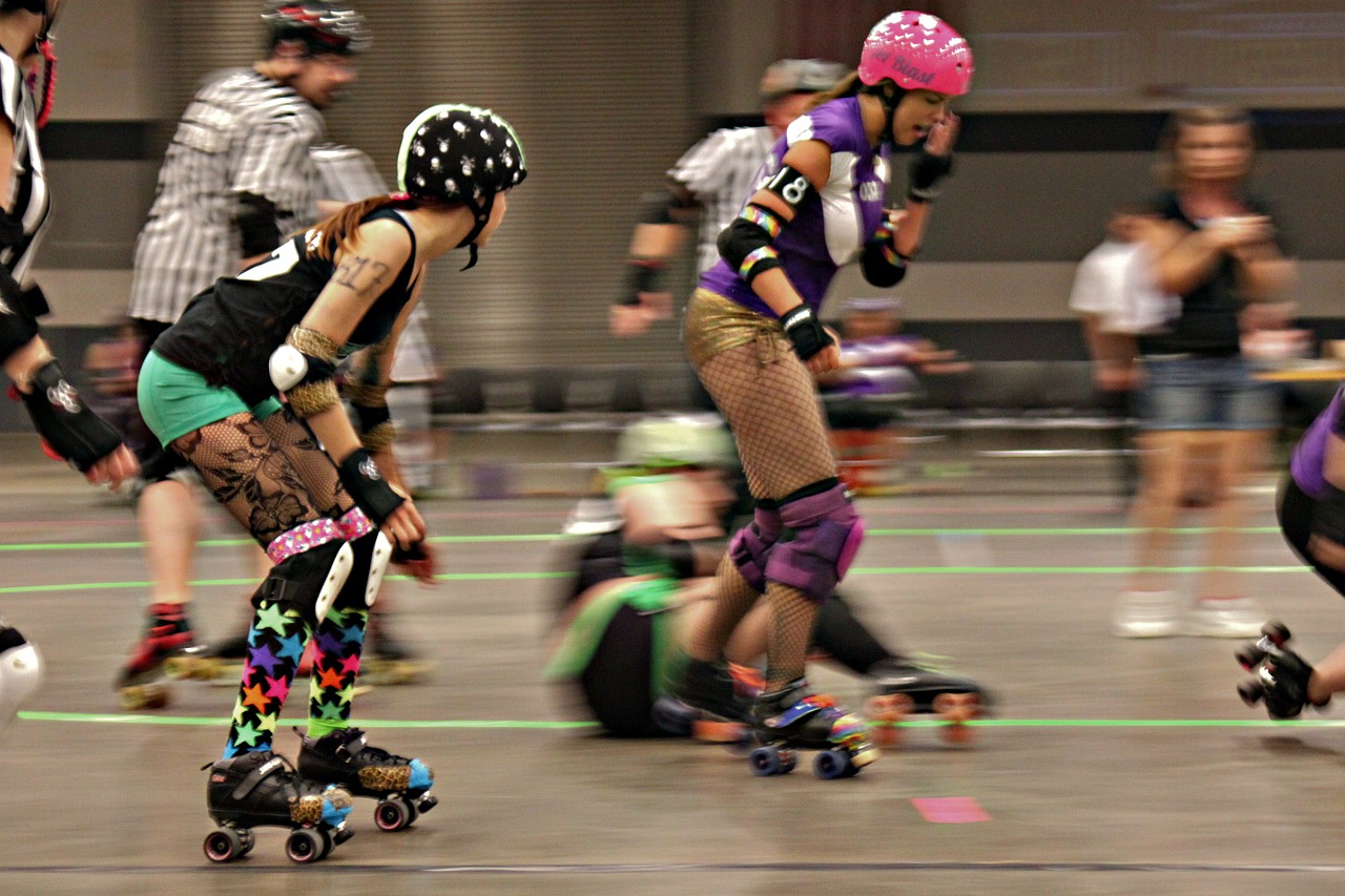Some women playing Roller Derby