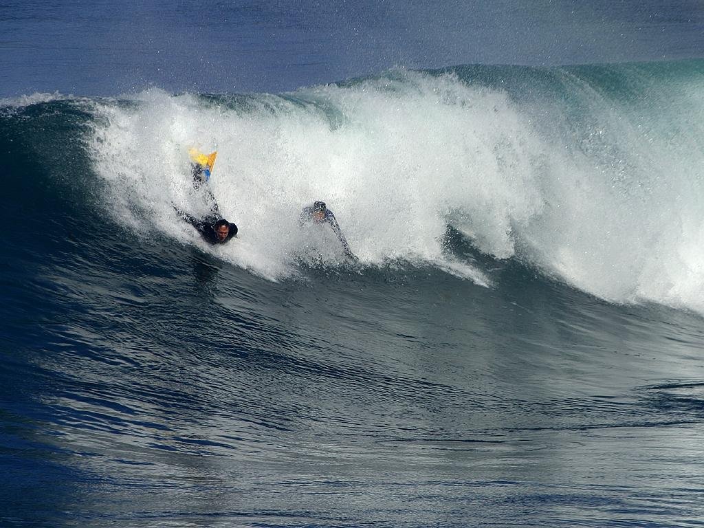 bodyboarding at Sandy Beach