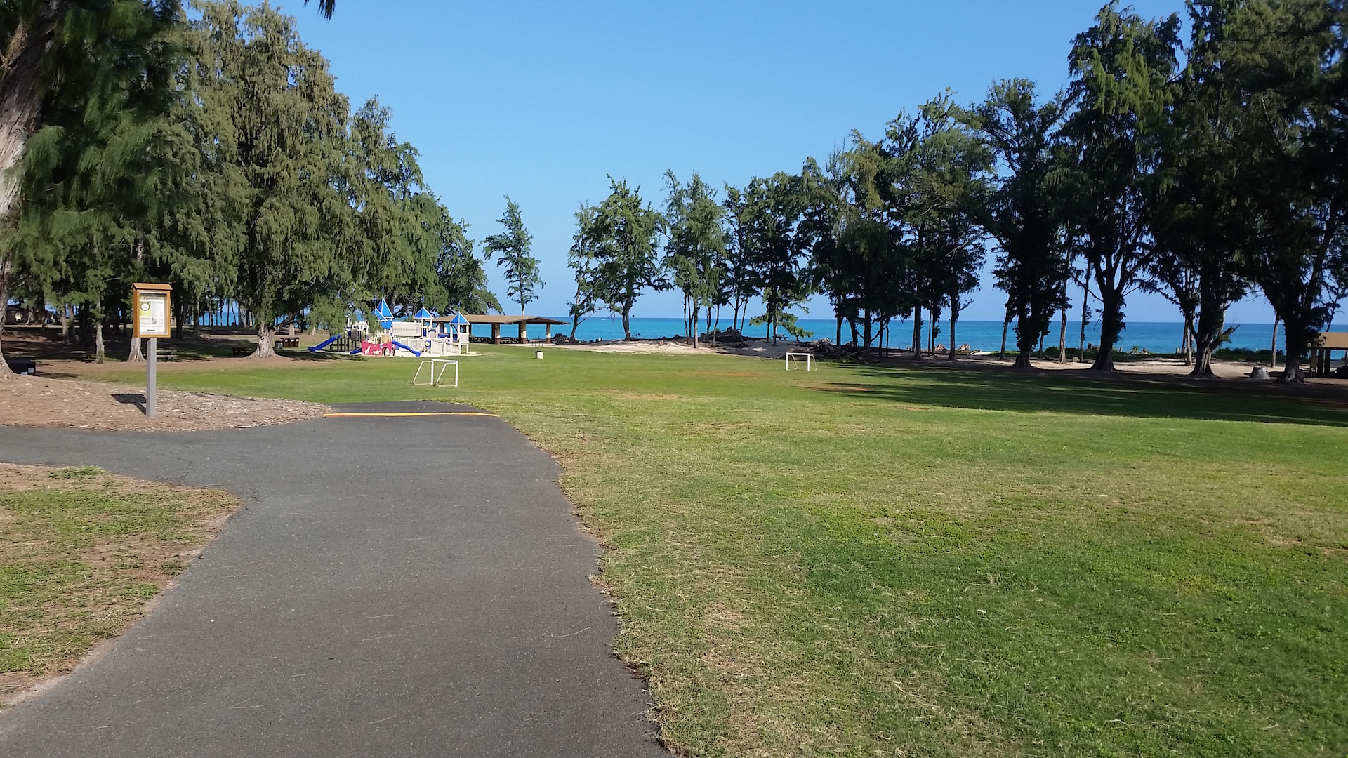 One of the lawns at Bellows Beach Park