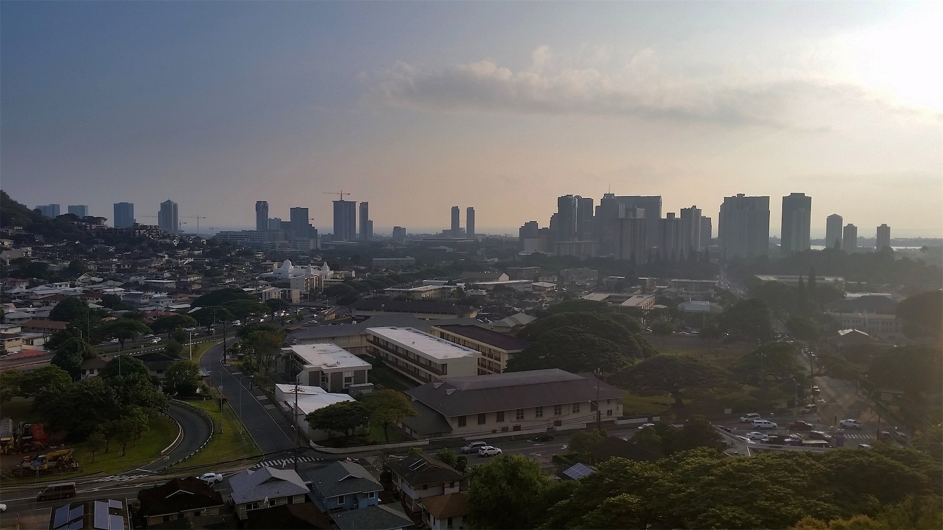 Panorimic view of Vog in Metro Honolulu