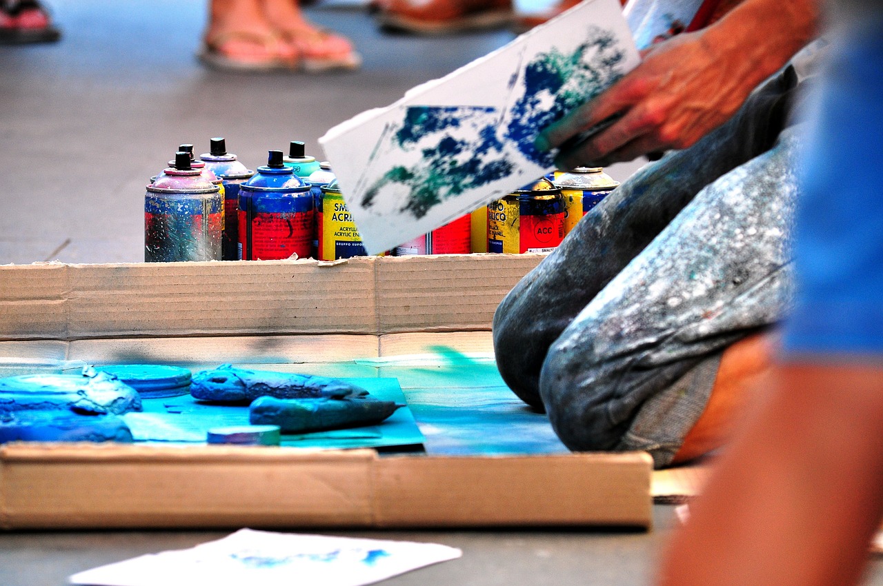 Colorful tight shot of graffitti tools