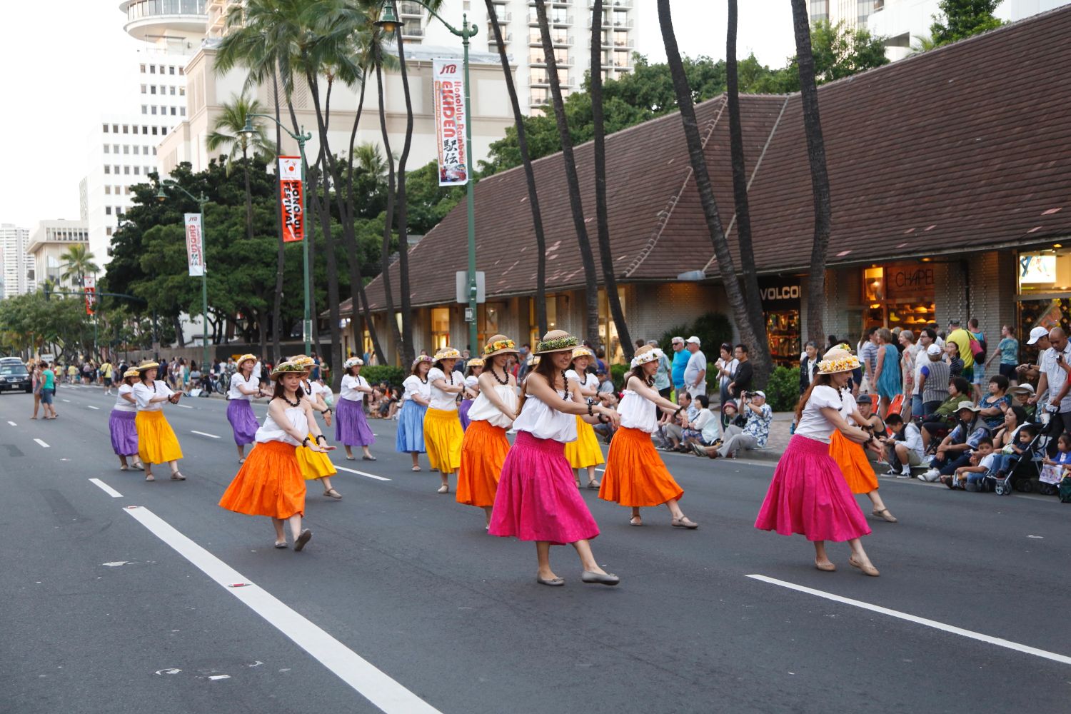 Honolulu festival parade performers on kalakua ave