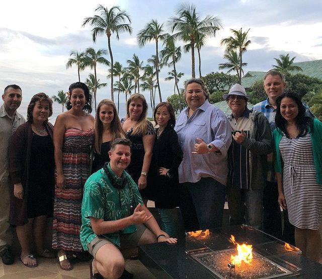 Bloggers from Oahu at Menele Bay Lanai during Sunset