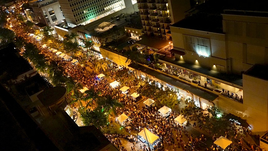 Aerial view of Waikiki Spam Jam