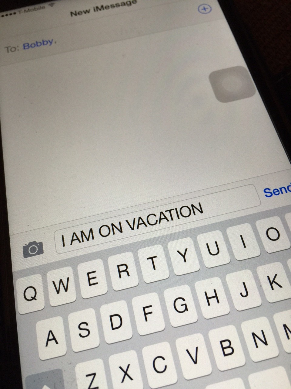 On Vacation Text message