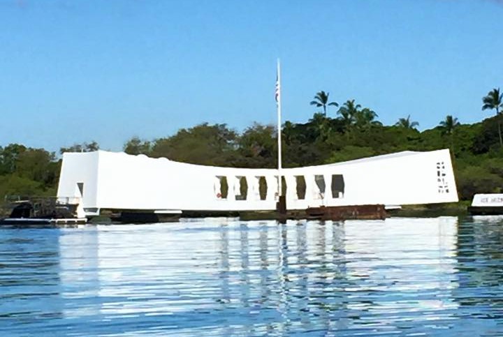 USS arizona memorial monument at Pearl Harbor