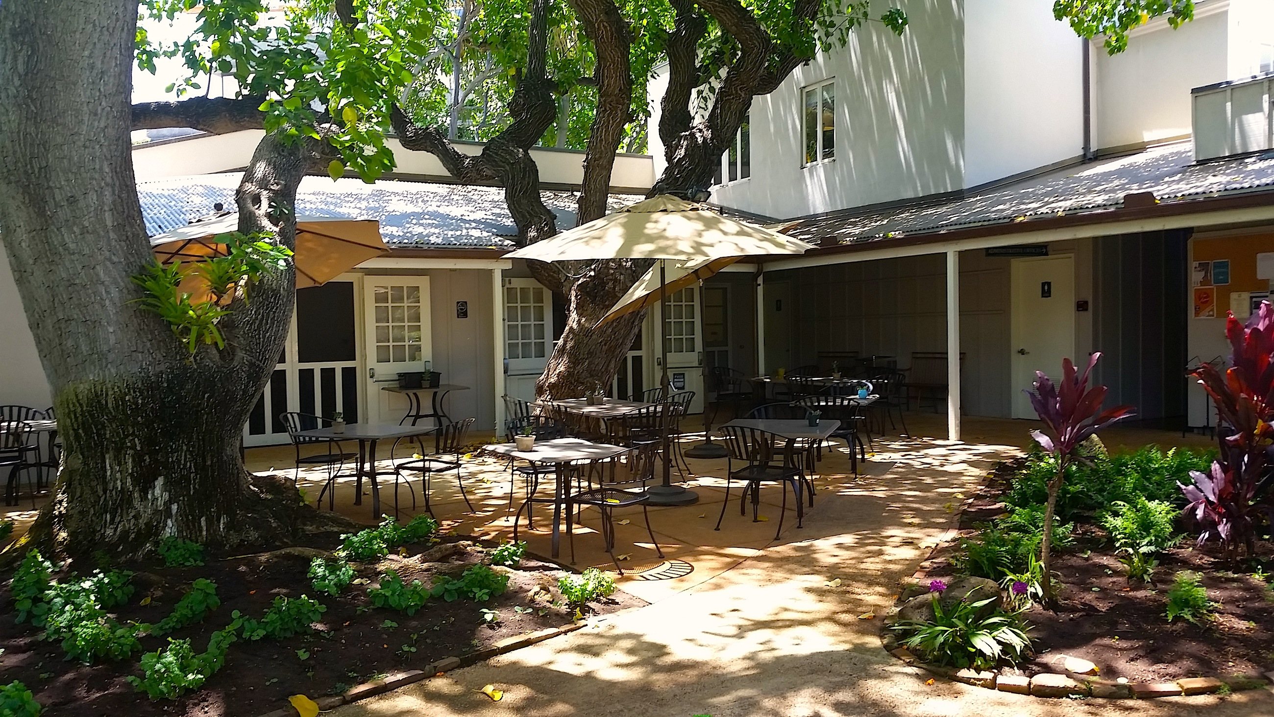 The courtyard of the Mission House Café in Honolulu