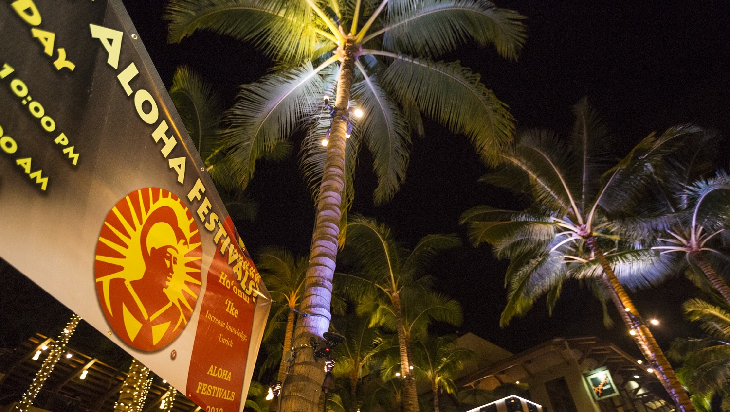 banner and palm tree during the Aloha Festivals