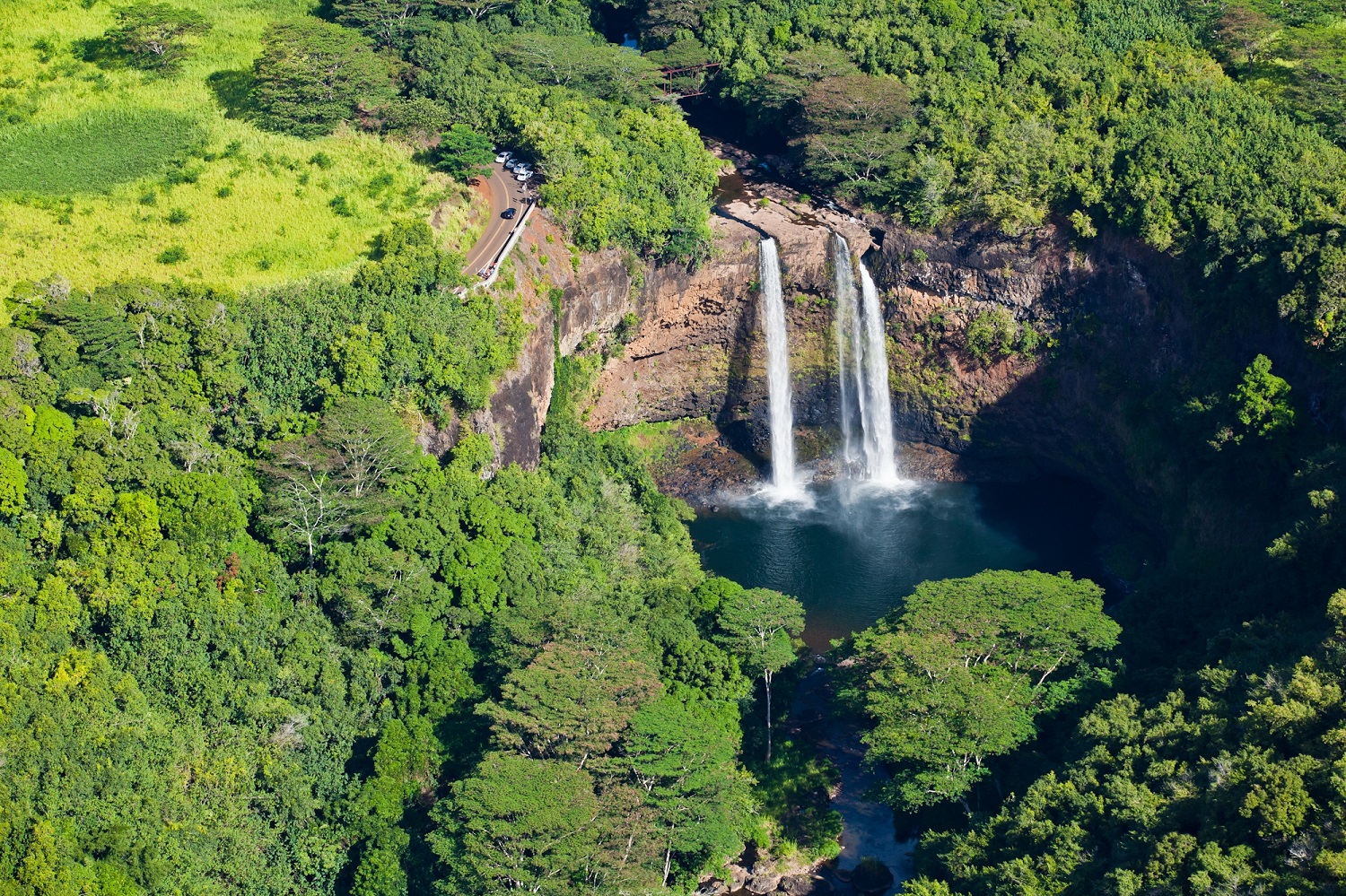 a view of waterfalls on Kauai