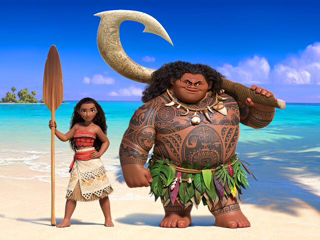 animated characters Moana and Maui