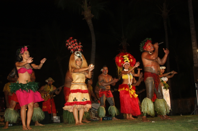 a luau with dancers