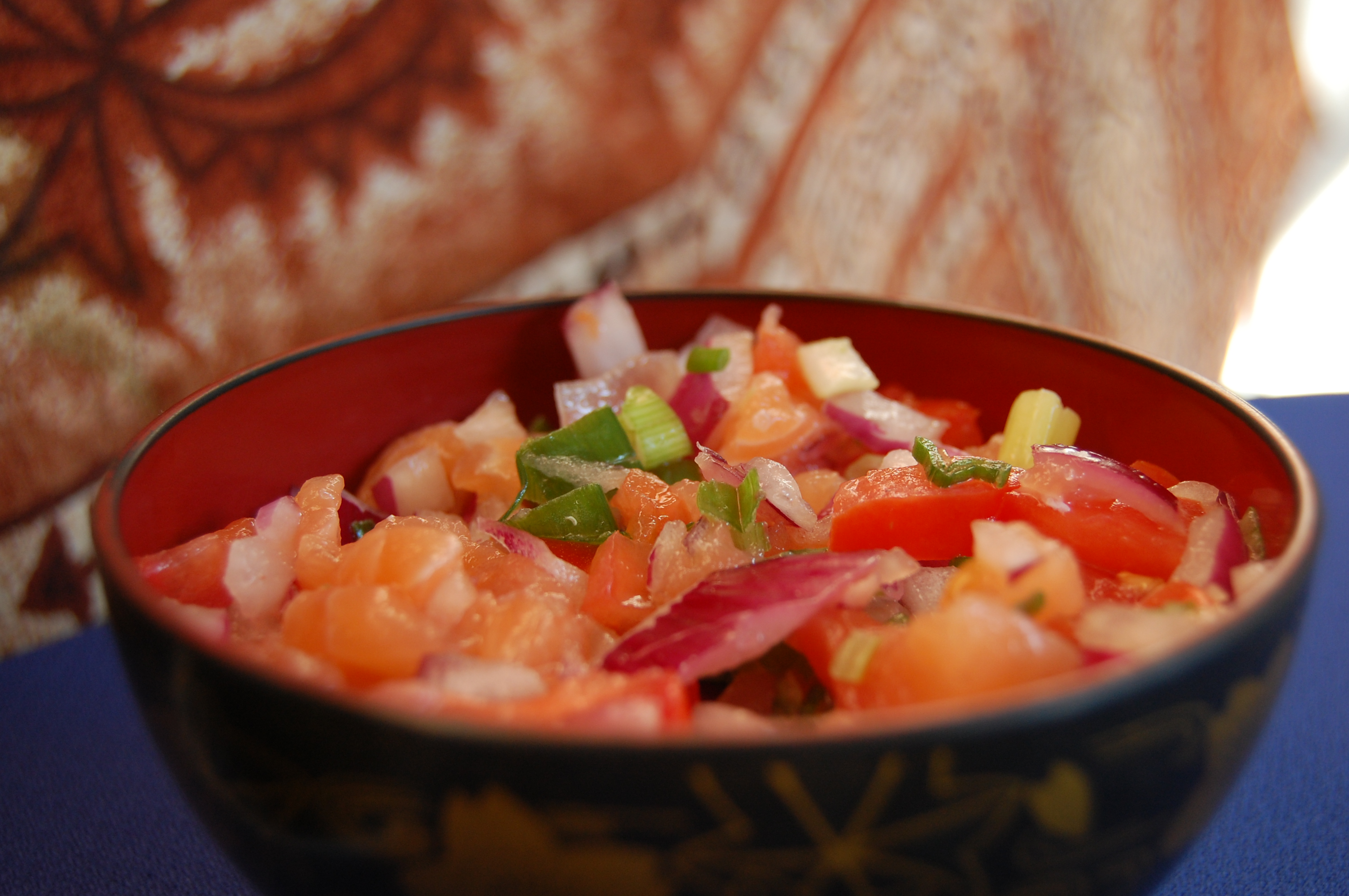 a bowl of lomi lomi salmon