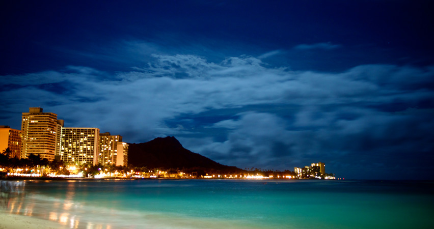 scenic of diamond head with power out in an area