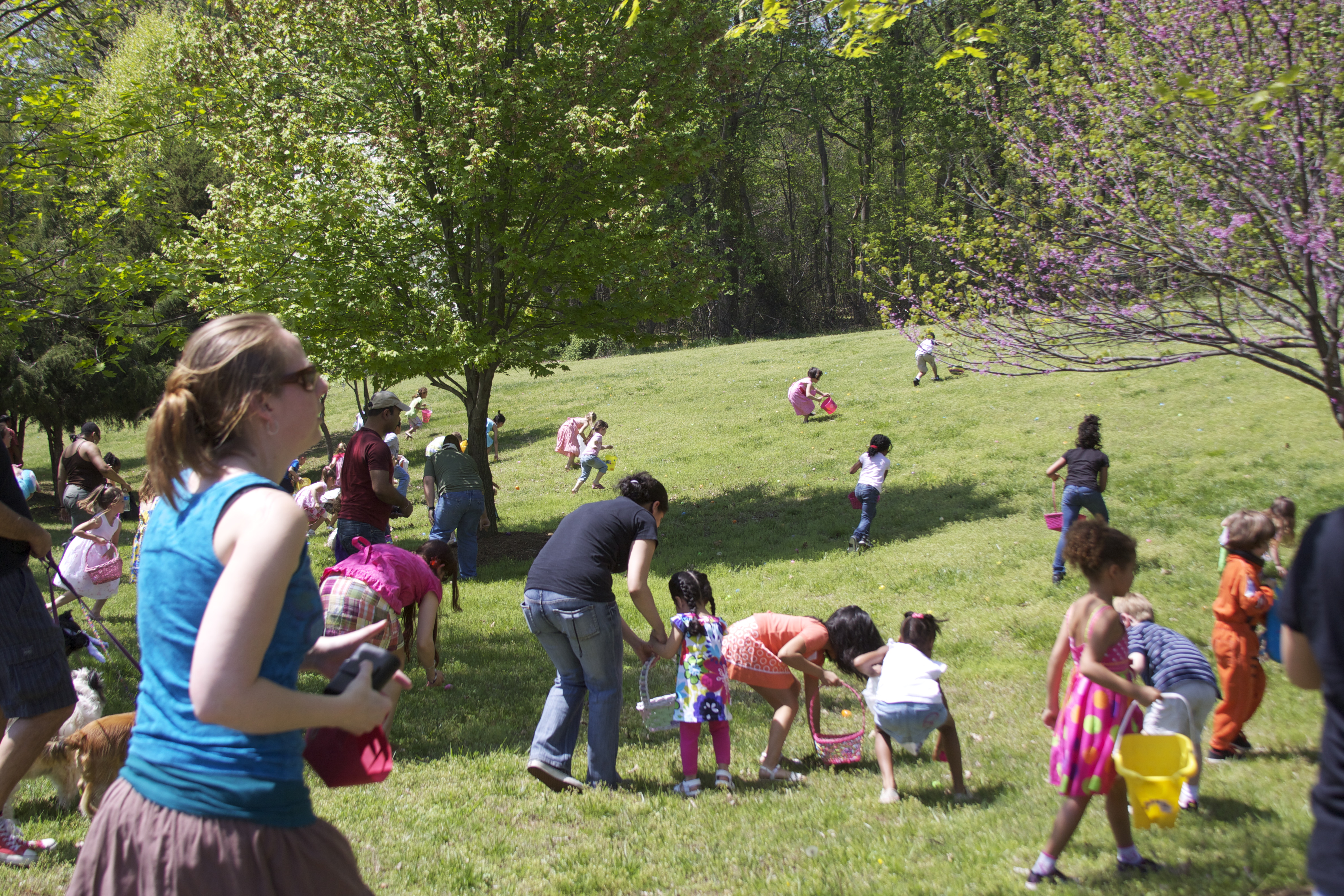 people at an easter egg hunt