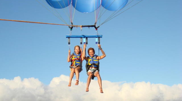 two people parasailing