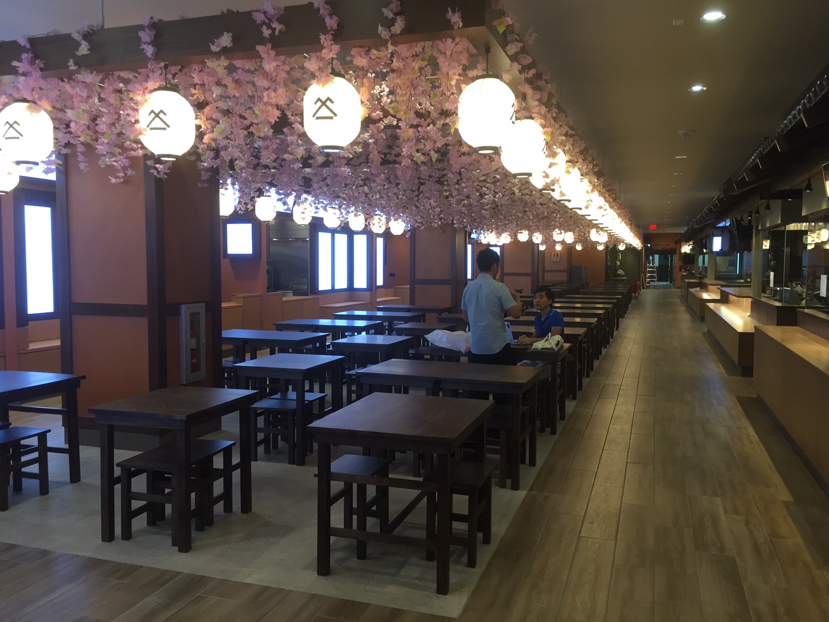 rows of tables and chairs