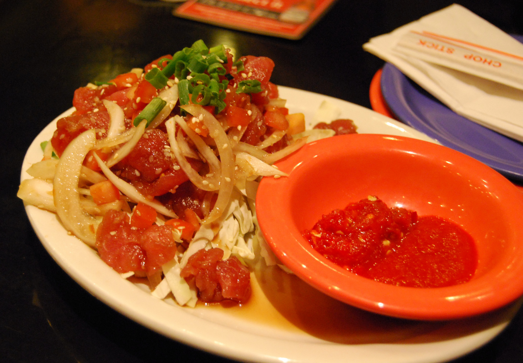 ahi poke on a plate