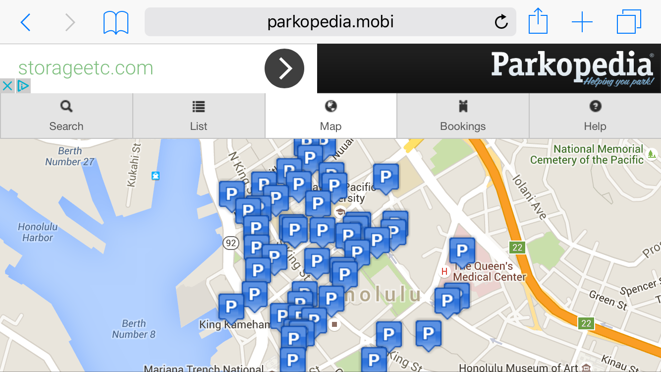 a screenshot of a parking website