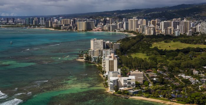 an aerial view of waikiki on oahu