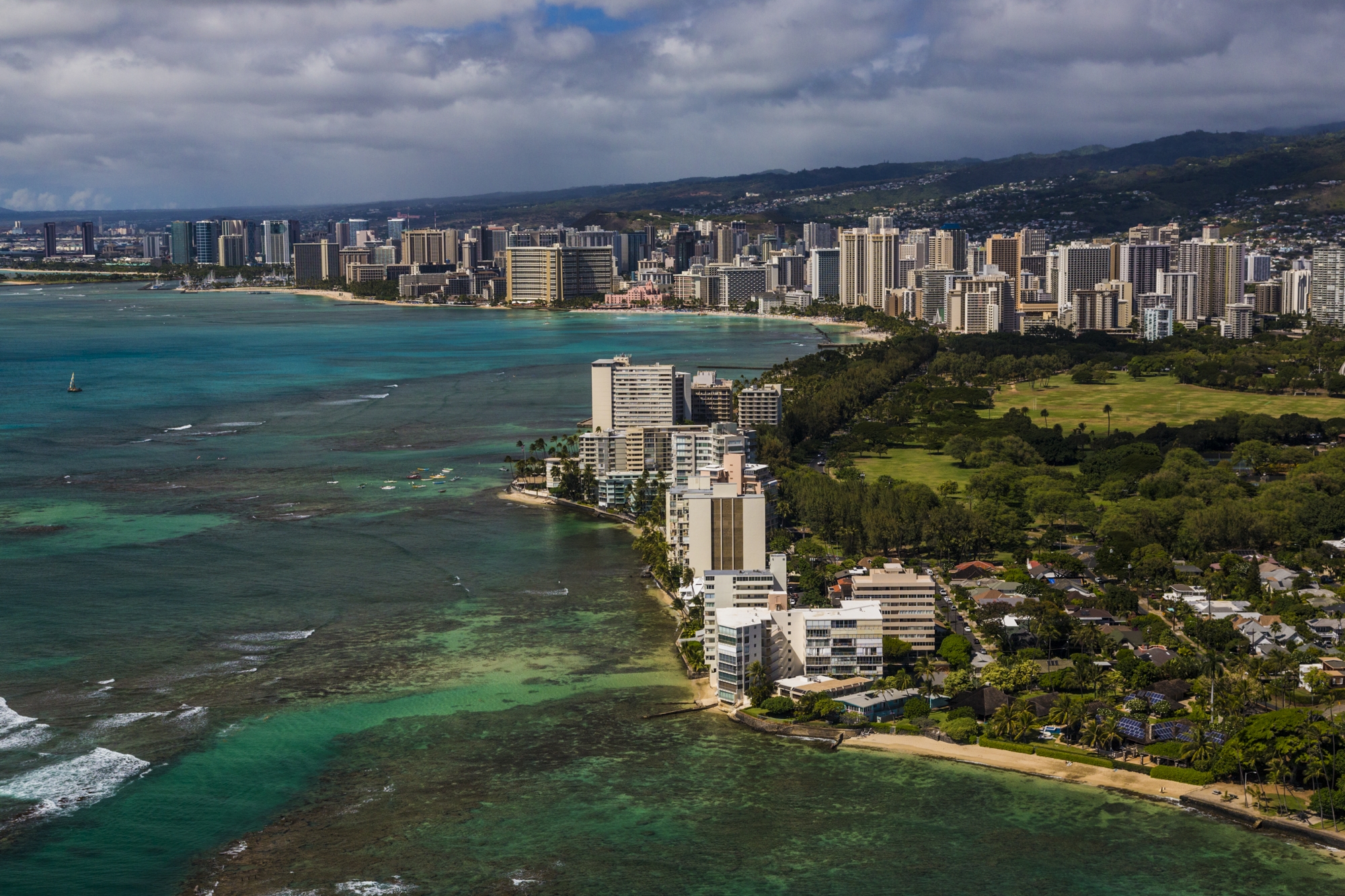 an aerial view of waikiki on oahu