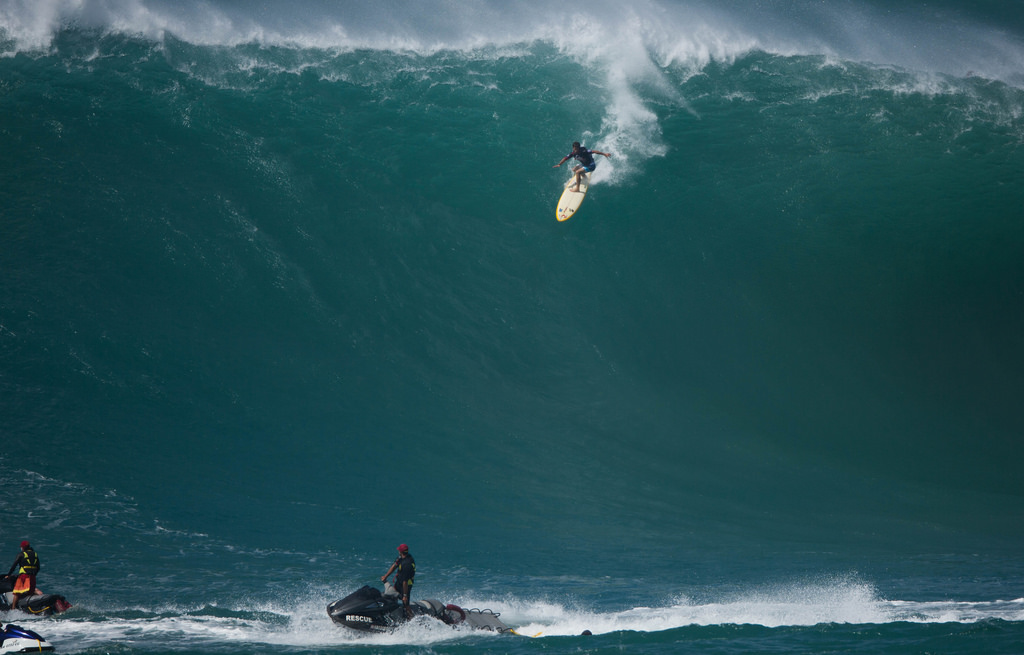 a surfer riding a wave