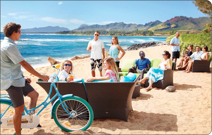 people sitting and eating at the beach