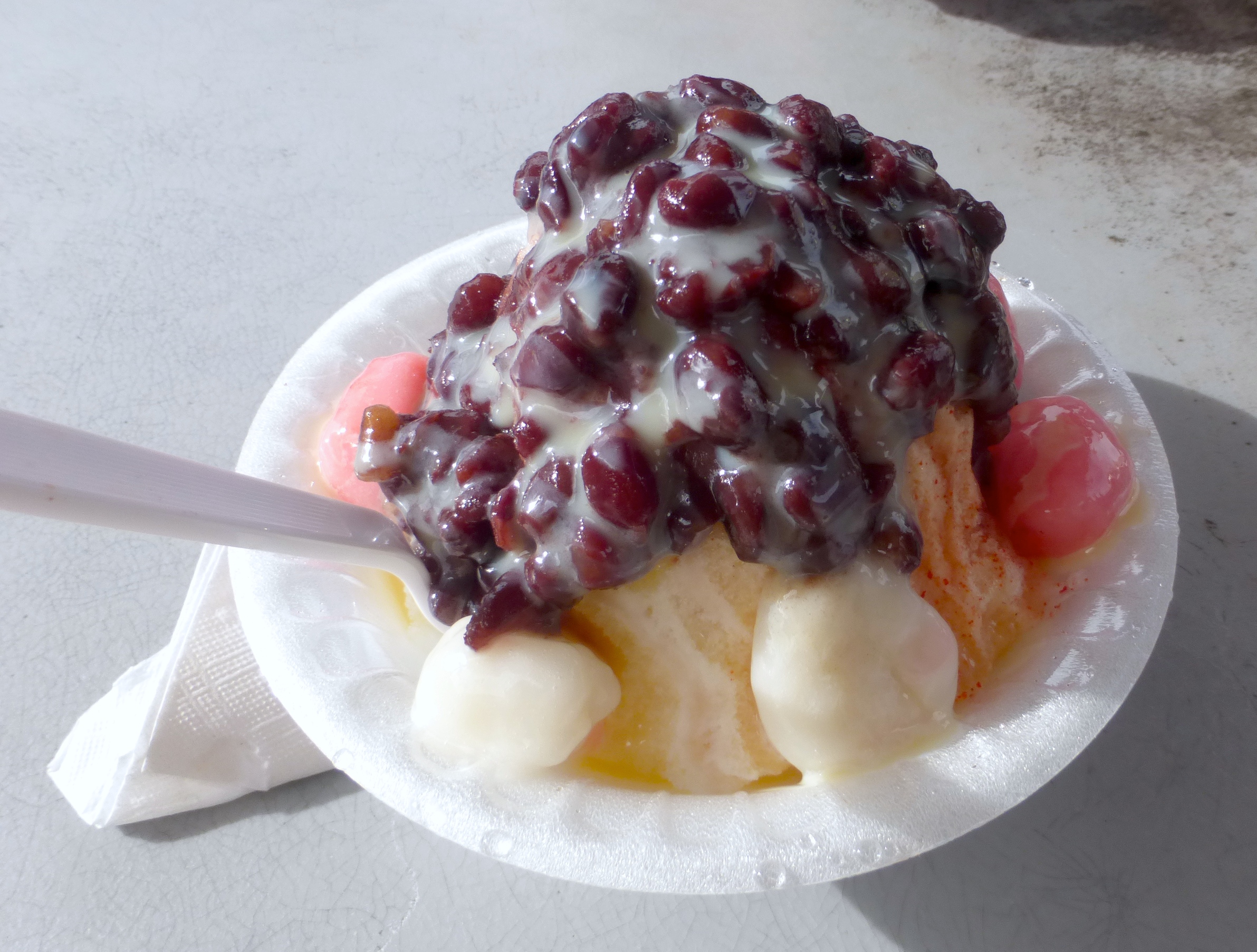 shave ice with azuki beans on top