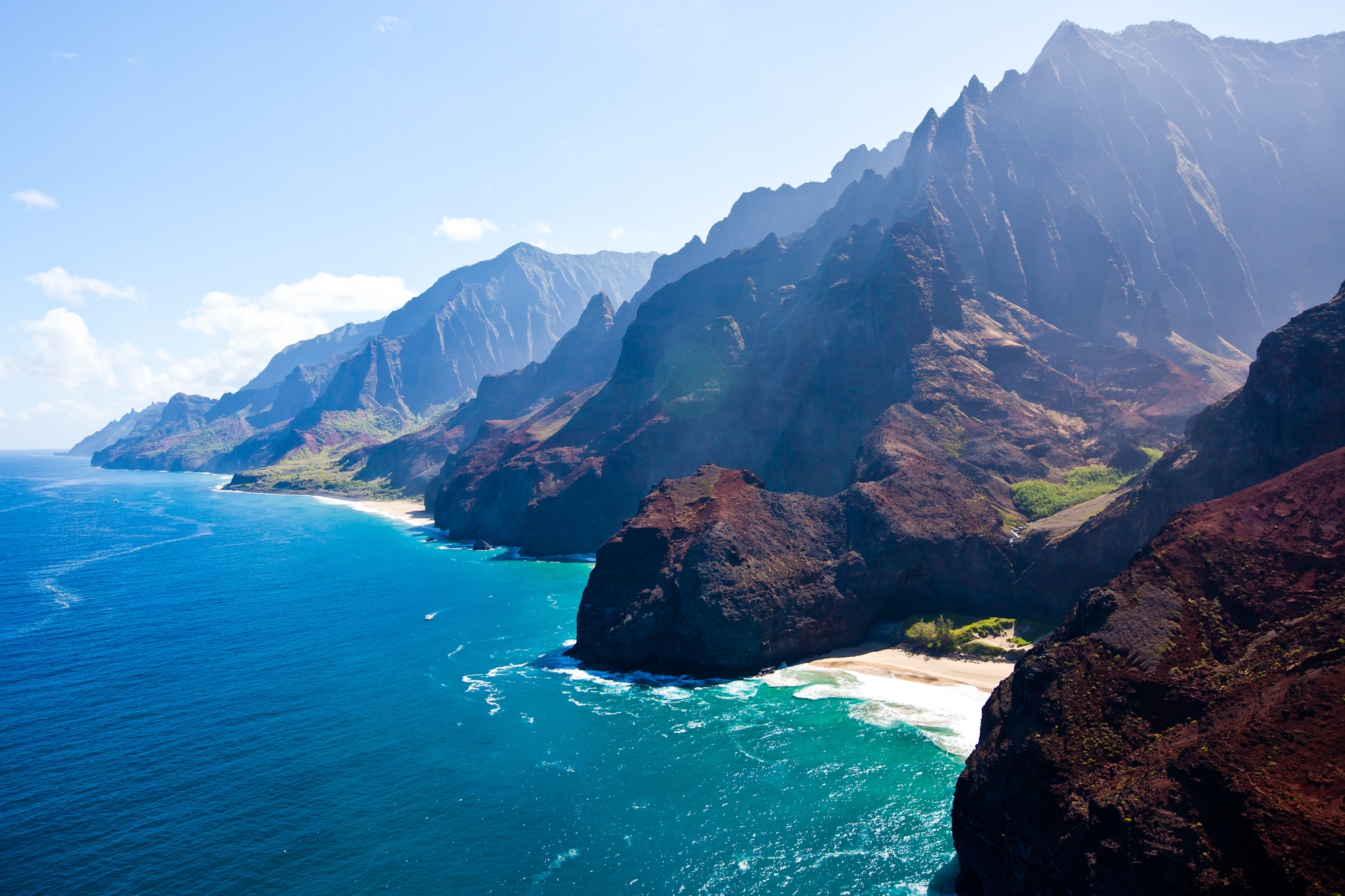 Aerial view of Kauai's Na Pali coast