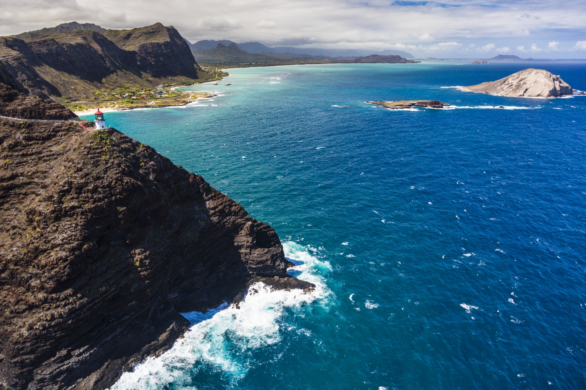 Makapuu lighthouse and windward Oahu coastline