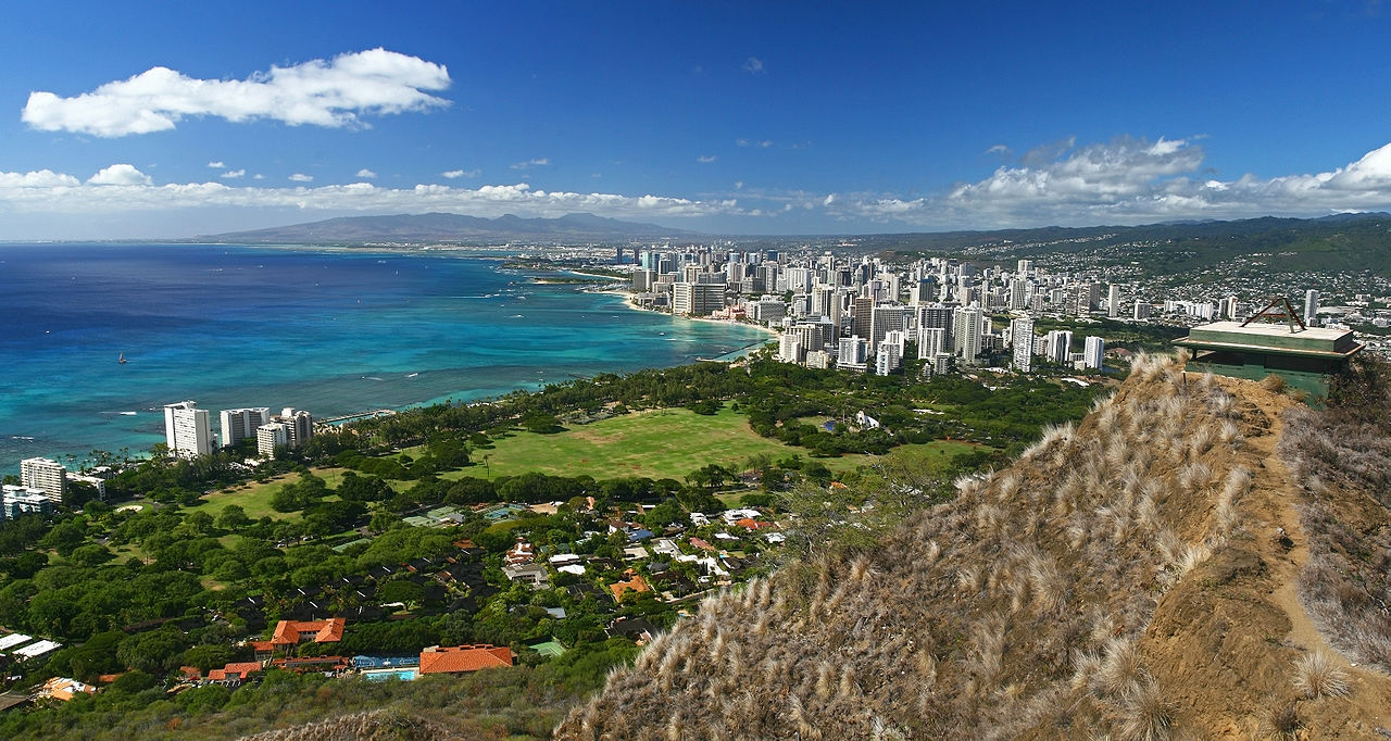 View of Waikiki and Honolulu from atop Diamond Head