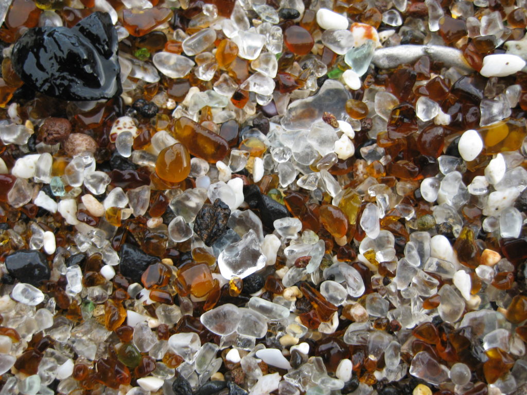 Weathered sea glass on Glass Beach