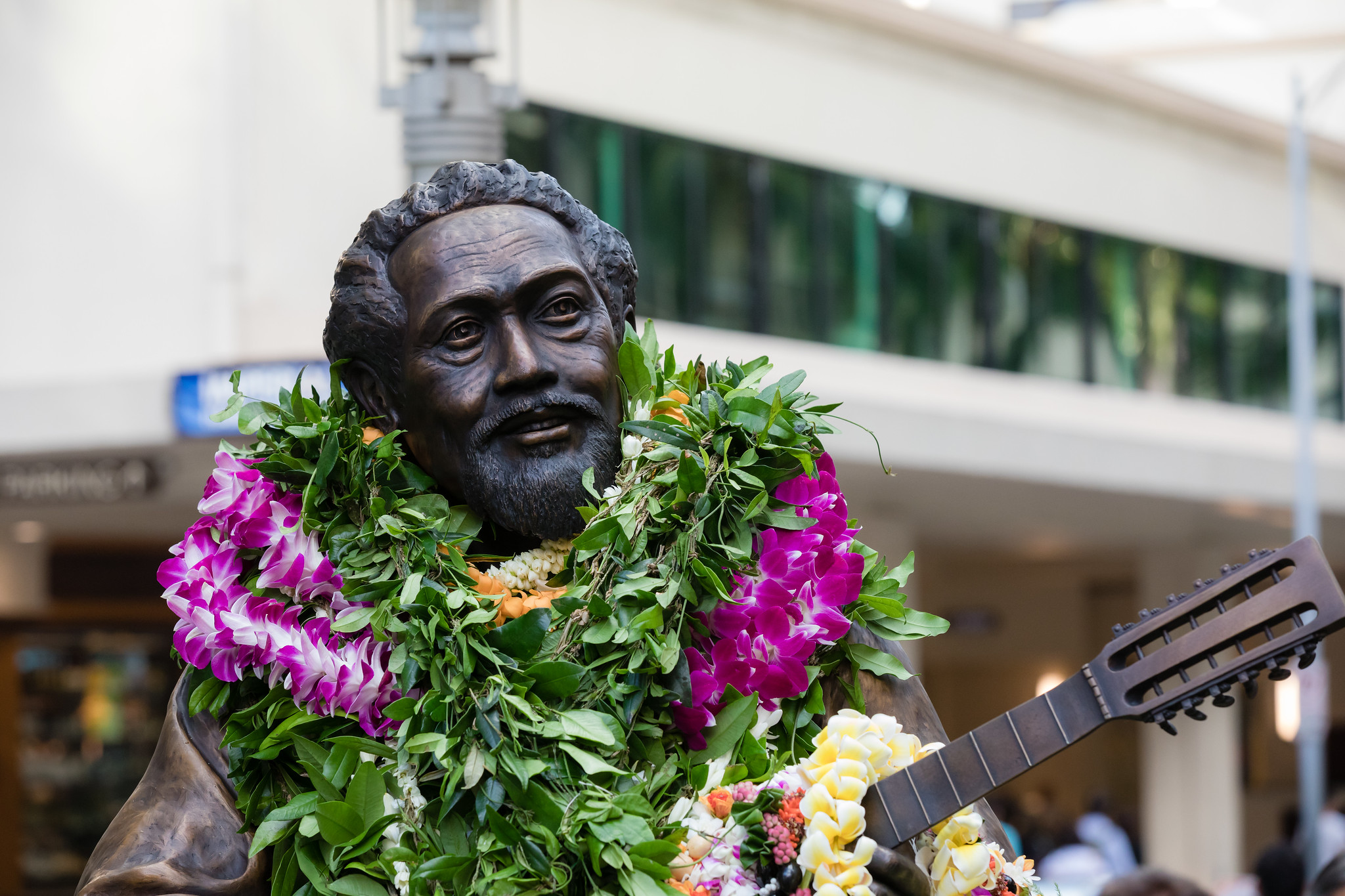 A statute of Philip Kunia "Gabby" Pahinui has been immortalized in bronze by master sculptor Kim Duffett. It is located at Waikiki Beach Walk.