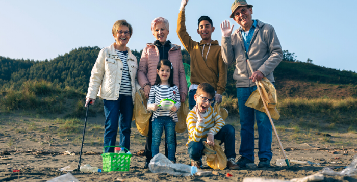 family on the beach